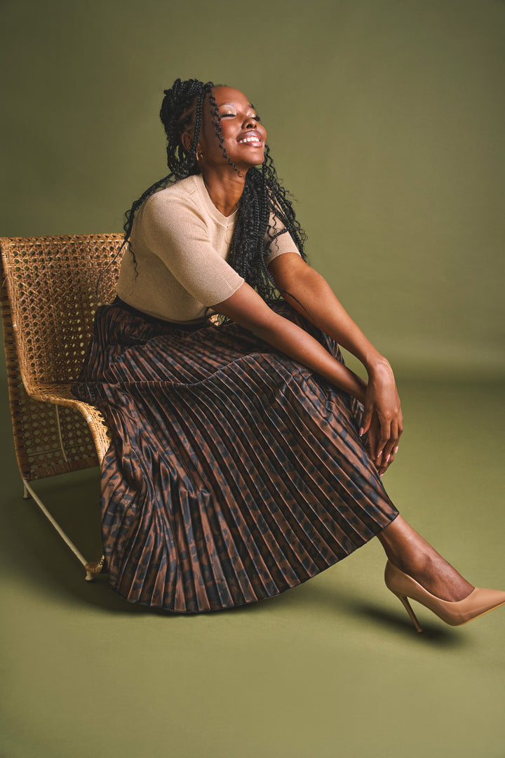 Animal Print Satin Maxi Skirt - Animal