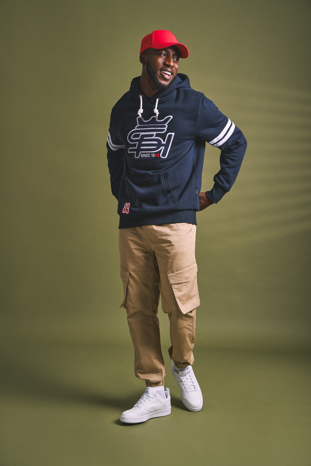 Badge Fleece Hoody - Navy