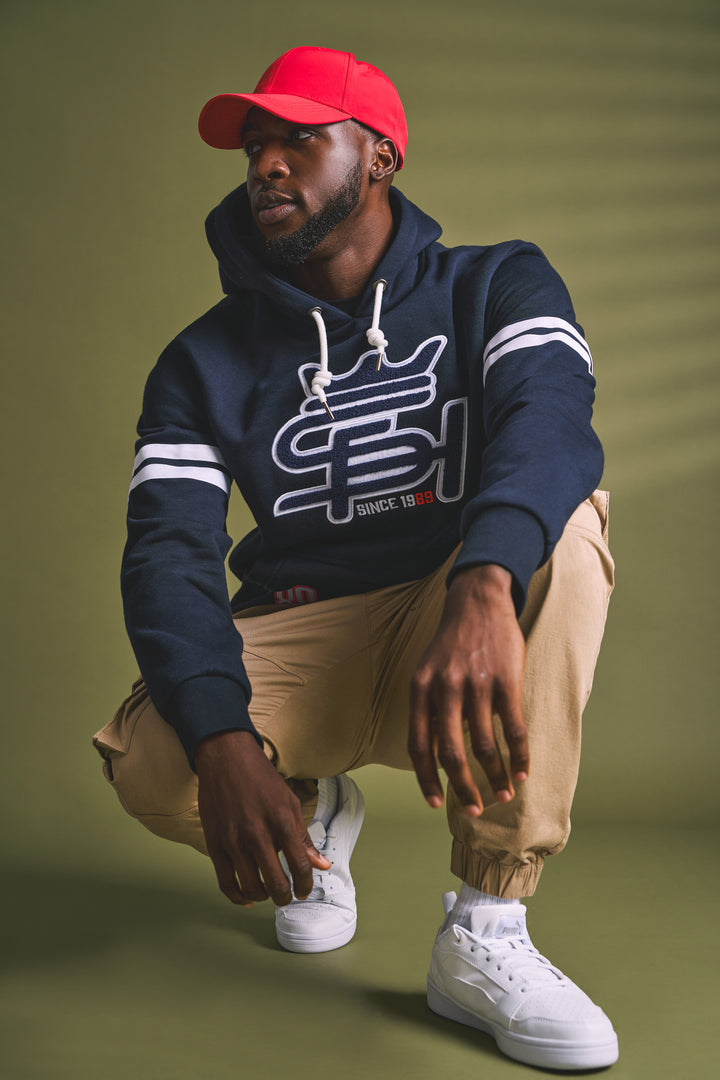 Badge Fleece Hoody - Navy