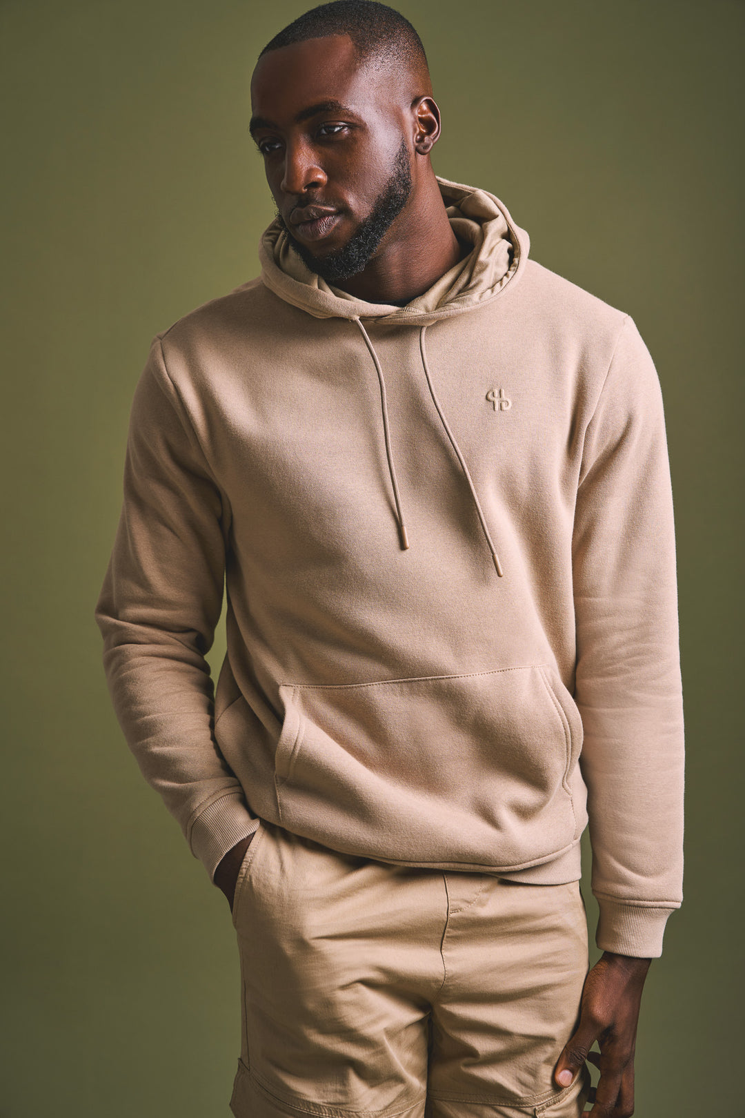 Plain Fleece Pullover Hoodie - Taupe