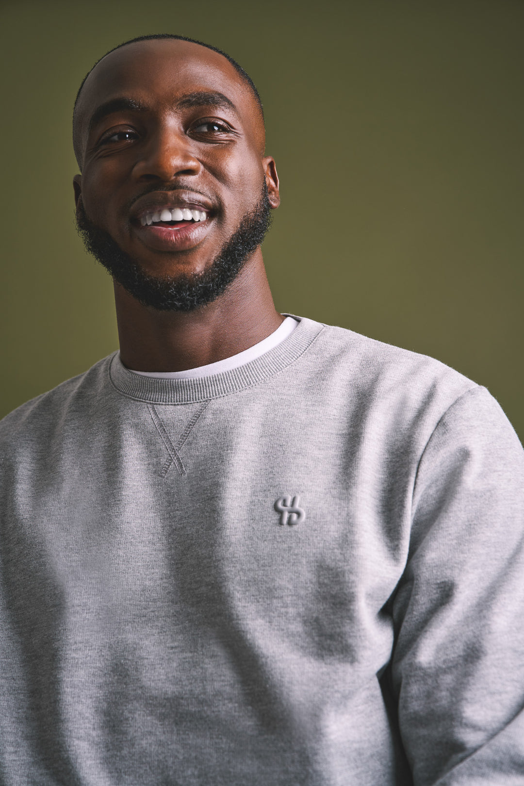 Plain Crew Fleece Sweat Top - Grey Melange