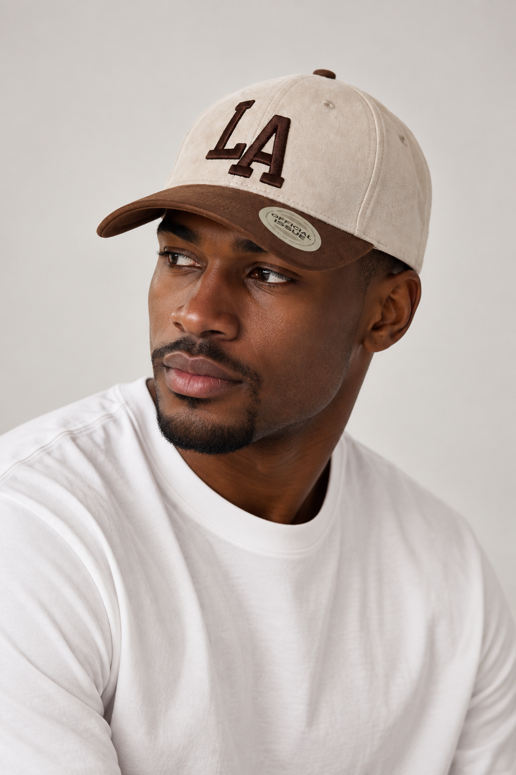 La Two Tone Soft Suede Cap - Stone/Choc