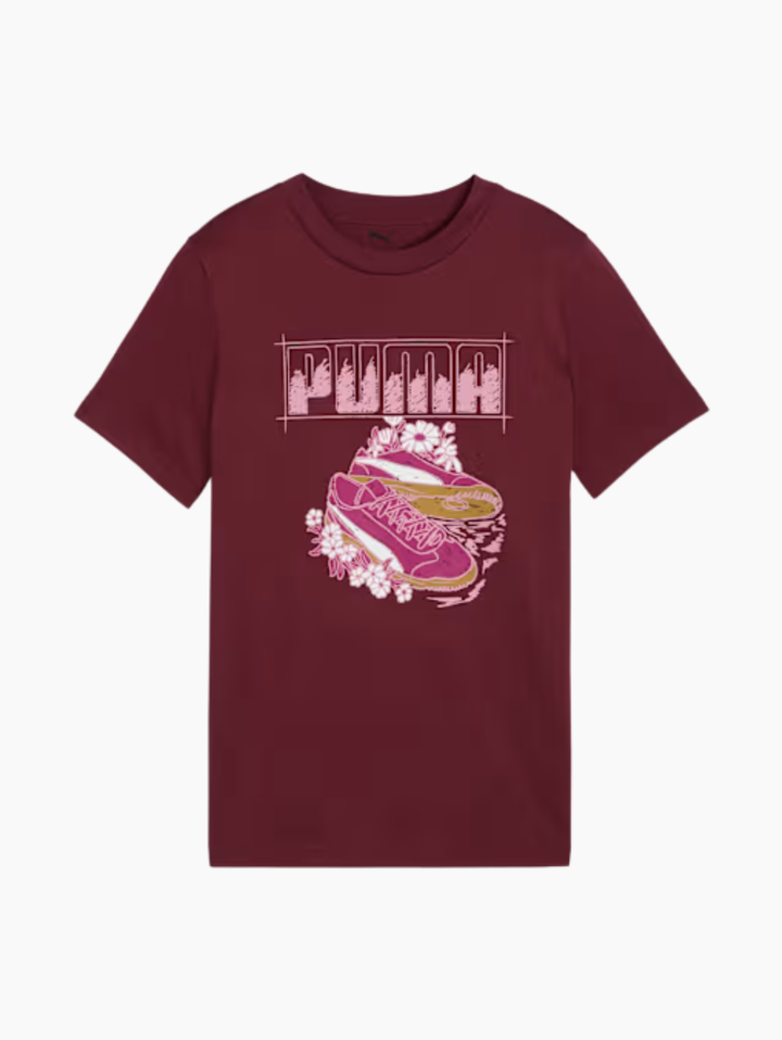 Pre-Girls Graphic Sneakers Tee - Burgundy