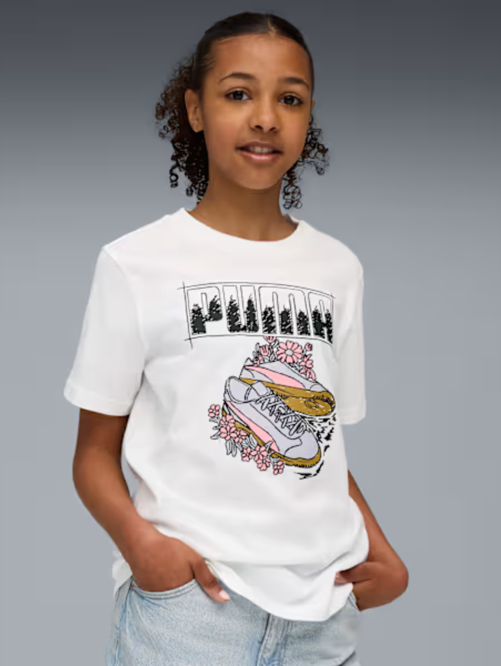 Pre-Girls Graphic Sneaker Tee - White