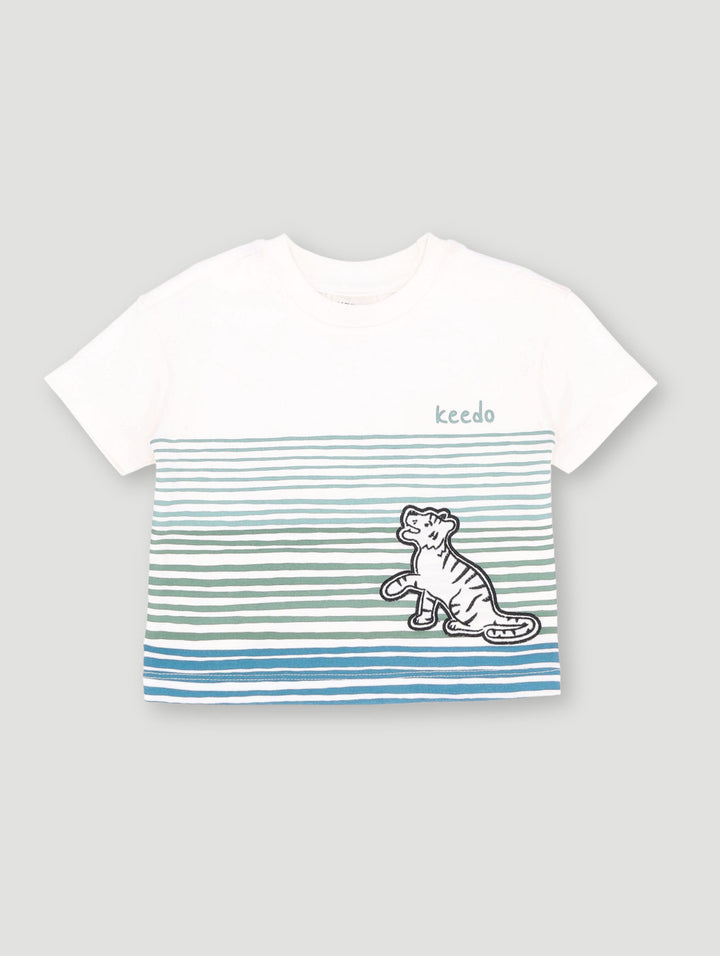 Baby Boys Keedo Baby Boys Stripe Tiger Tee - White