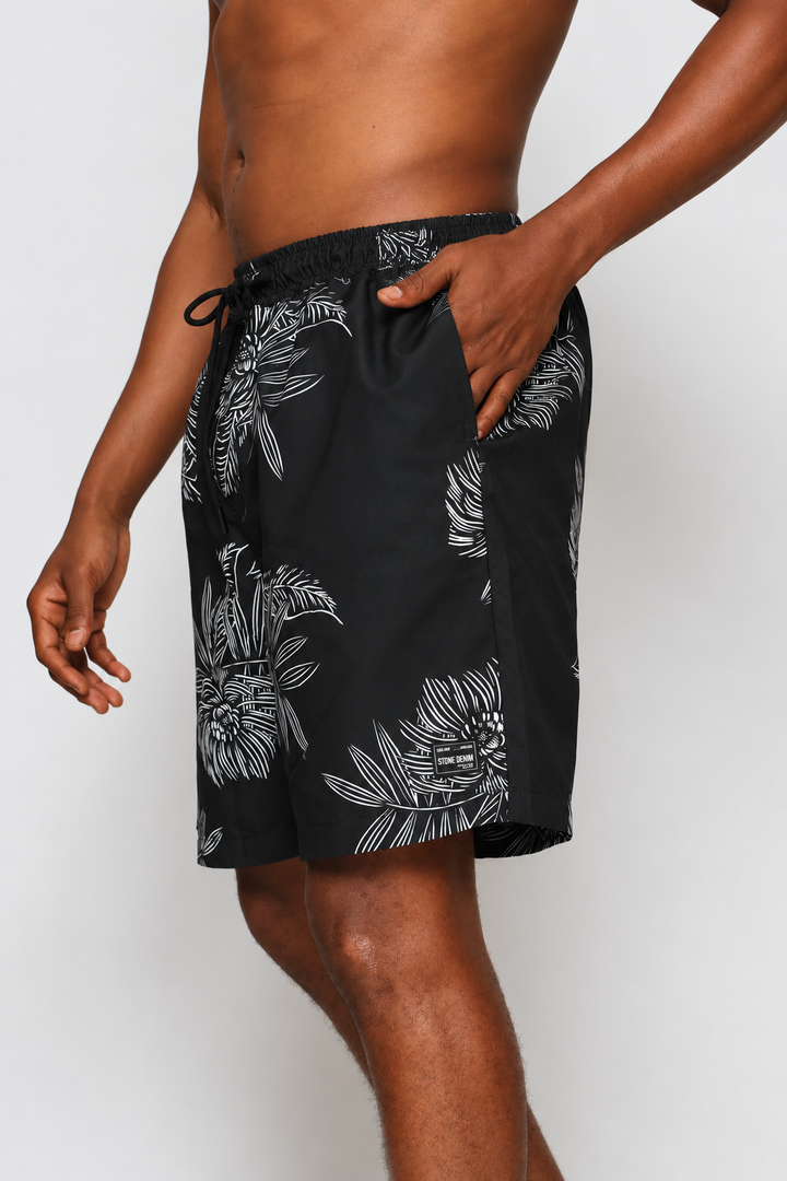 Palm Oasis Swim Short - Black