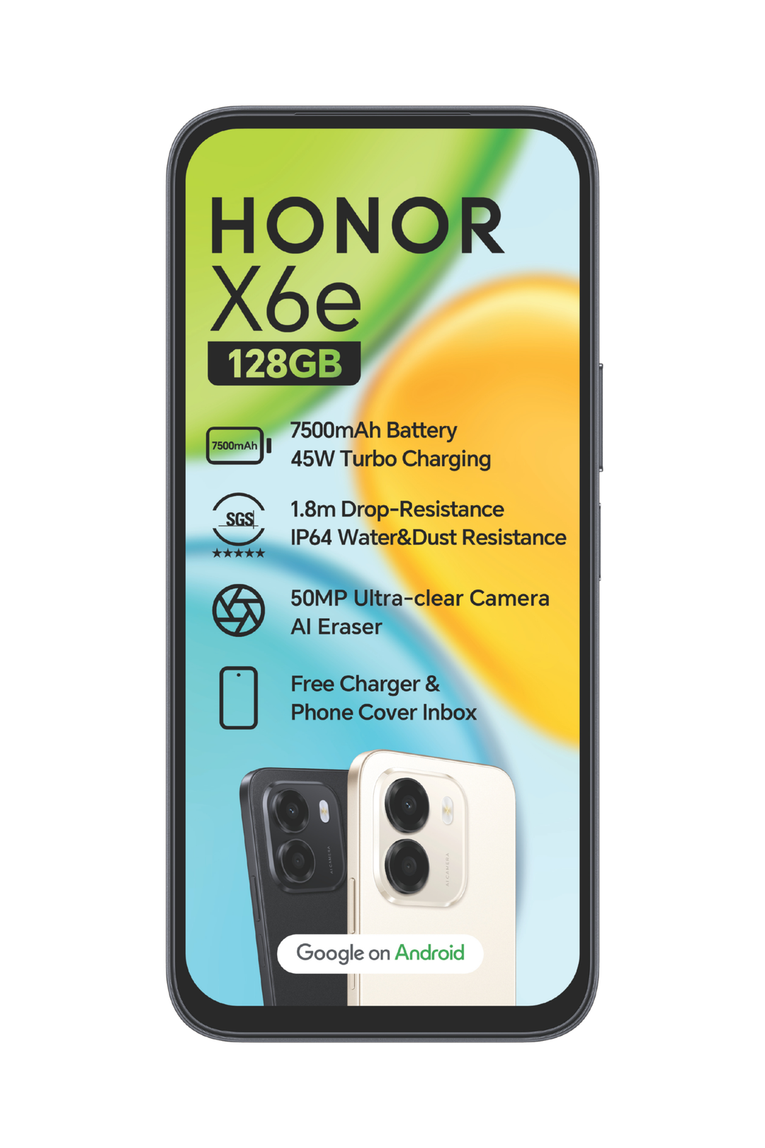 X6E 4GB+128GB Dual Sim Cellphone - Black