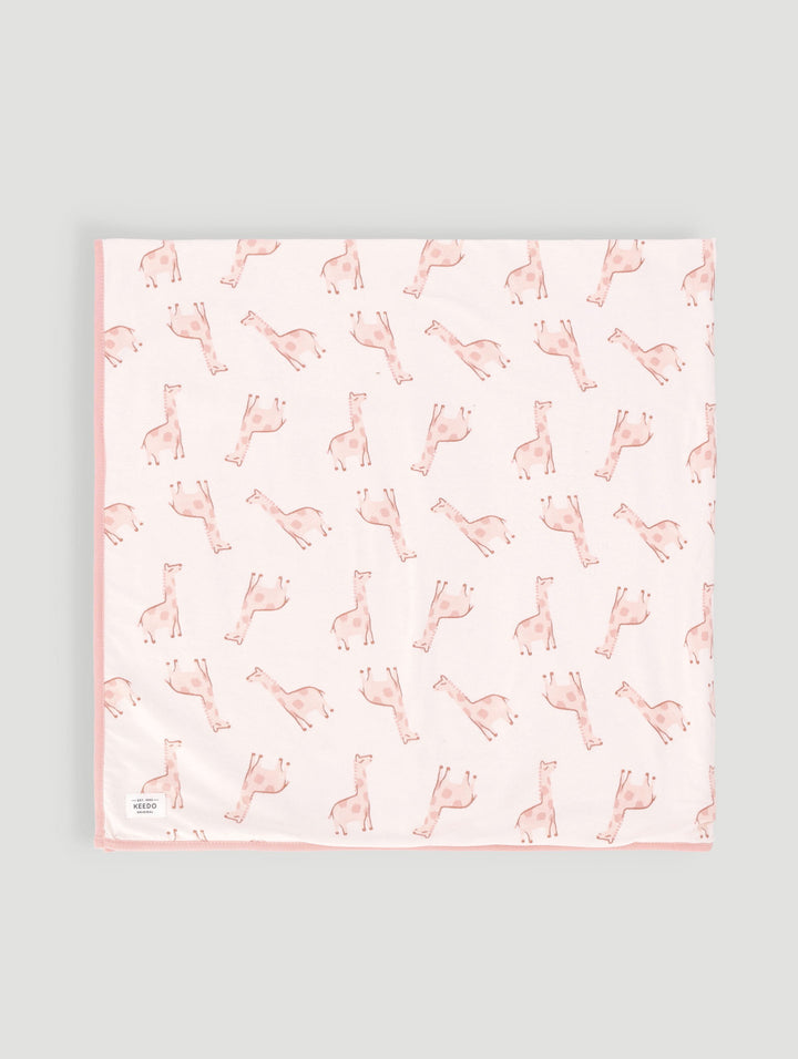 Keedo Giraffe Cotton Lycra Blanket - Cream