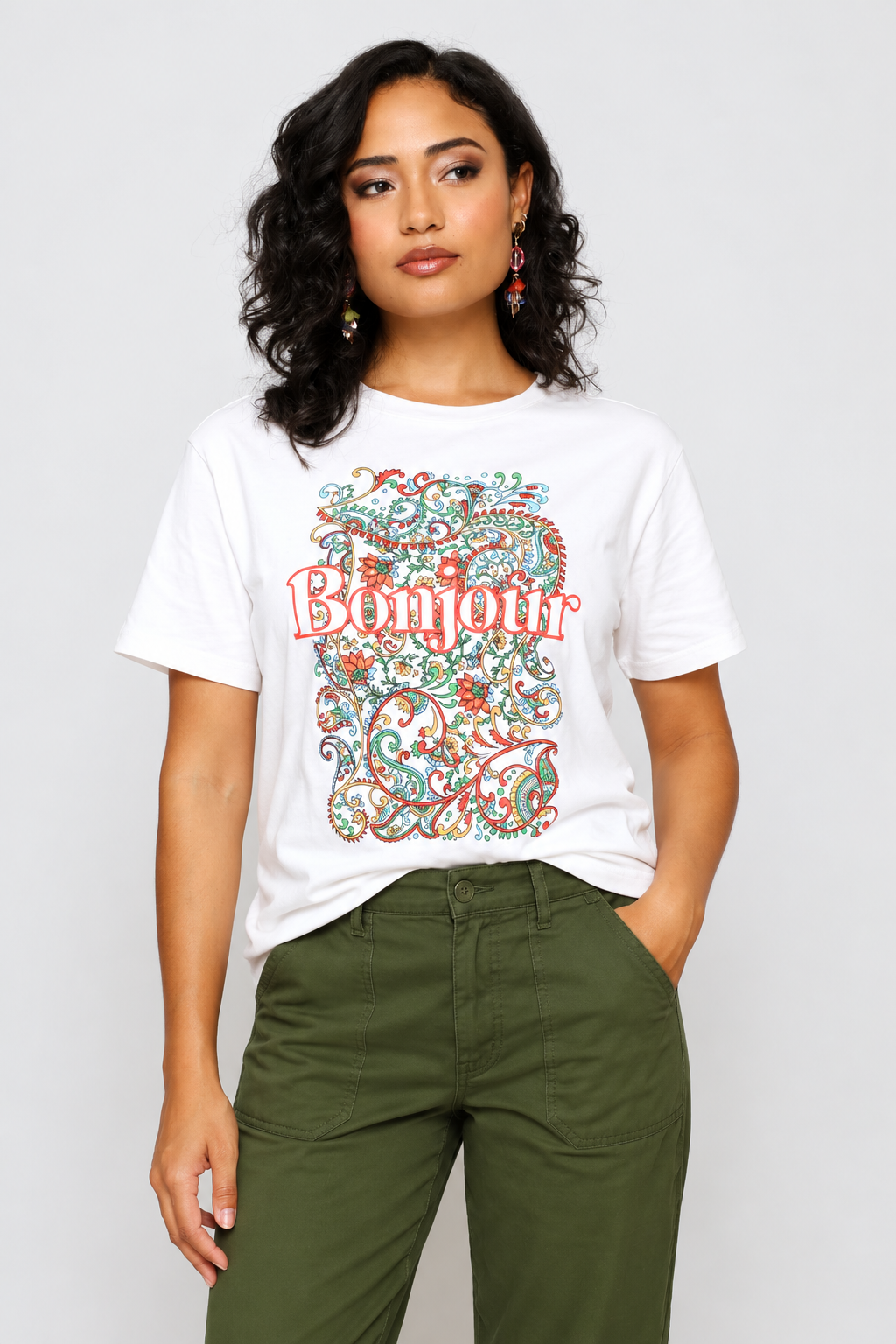 Bonjour Paisley Tee - White