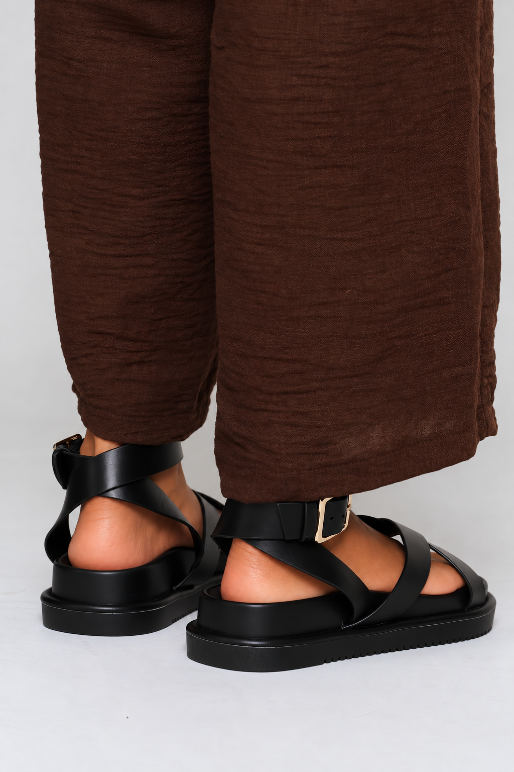 Ankle Strap Chunky Sandal - Black