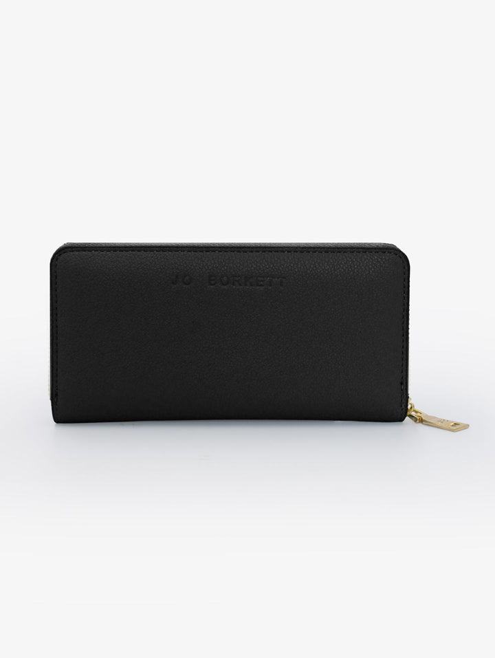 Charlotte Light Text Zip Around Purse - Black