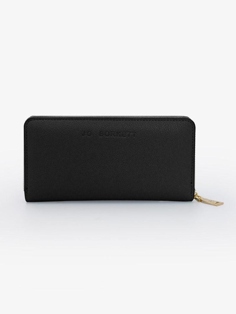 Charlotte Light Text Zip Around Purse - Black