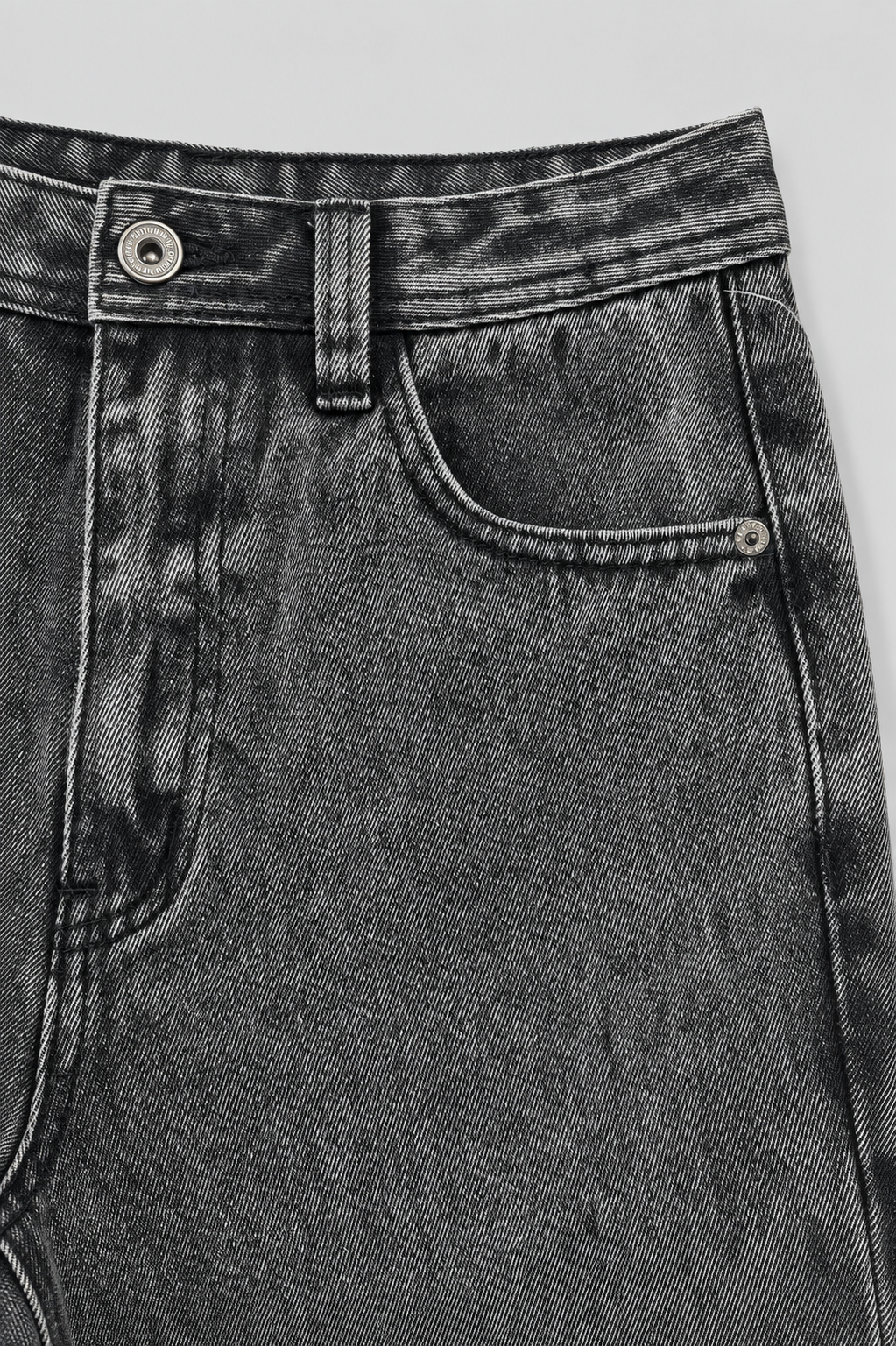 Boys Acid Wash Baggy Cargo Denim - Grey