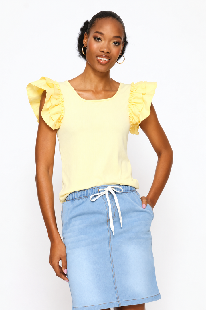 Knit Denim Mini Skirt - Light Wash