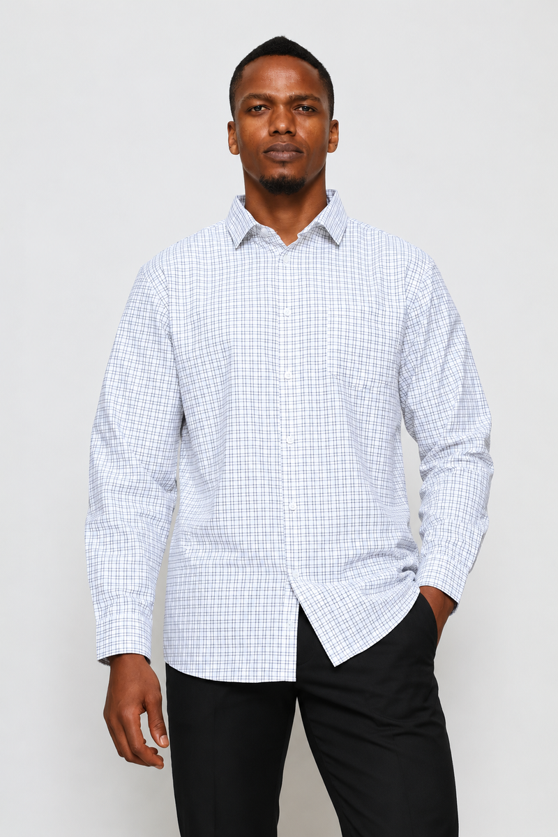 Regular Check Textured Shirt - White
