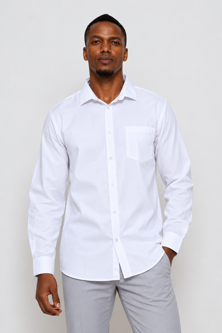 Slim Regular Tonal Textured Shirt - White