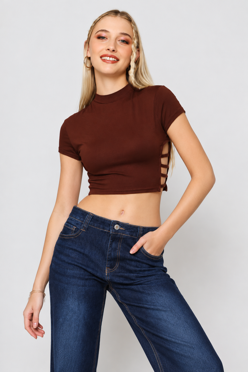 Side Strap Dty Tee - Chocolate
