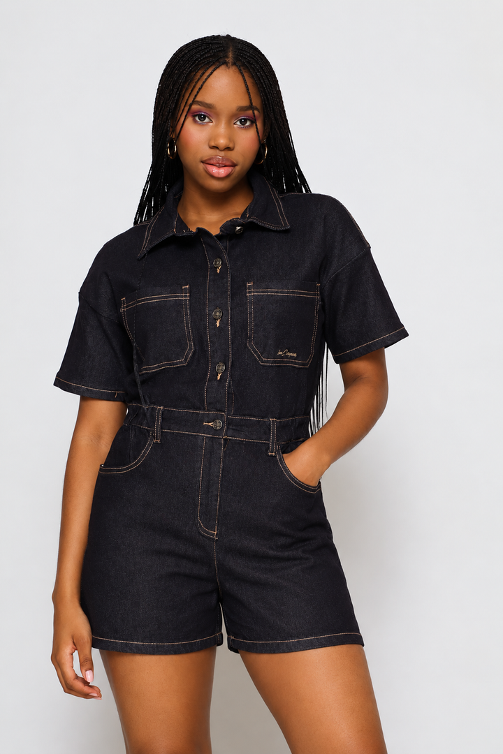 Collared Jumpsuit - Dark Indigo