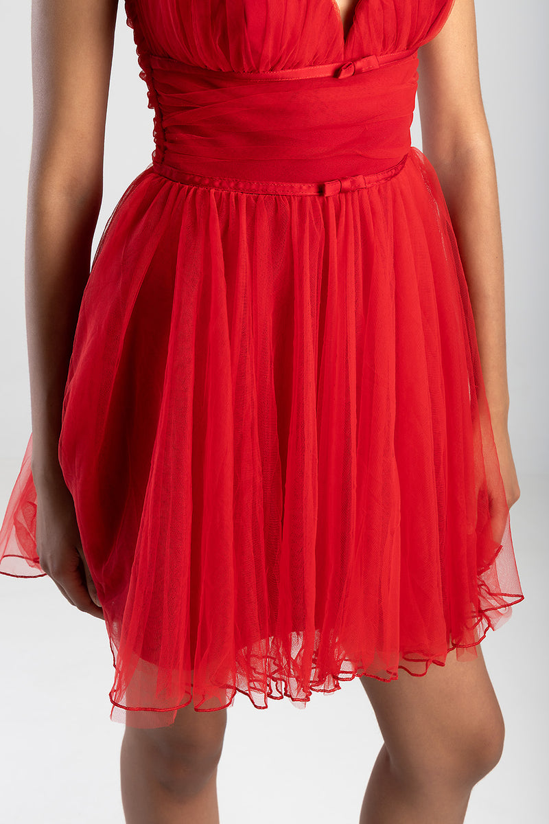 Full Of Love Tulle Dress - Red