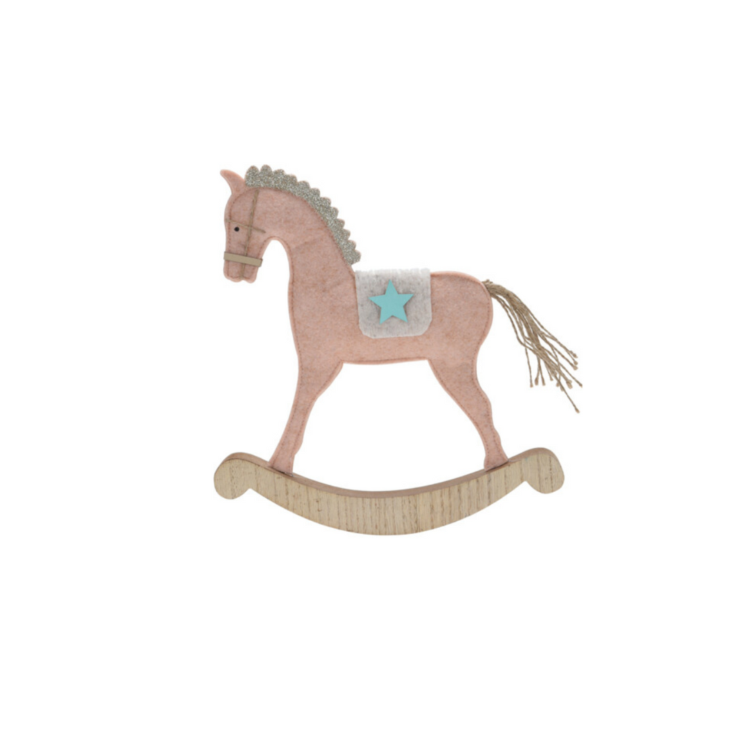 Keedo Rocking Horse On Wooden Base - Pink