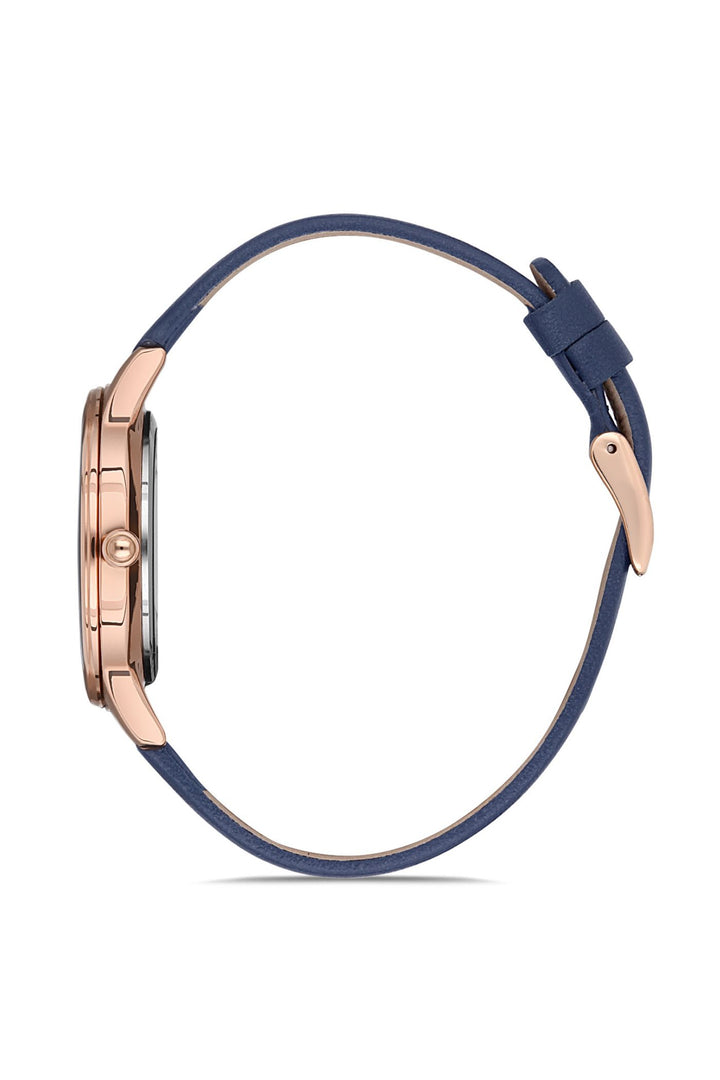 Rose Gold Case & Blue Dial 3 Hand Analogue Watch - Rose Gold