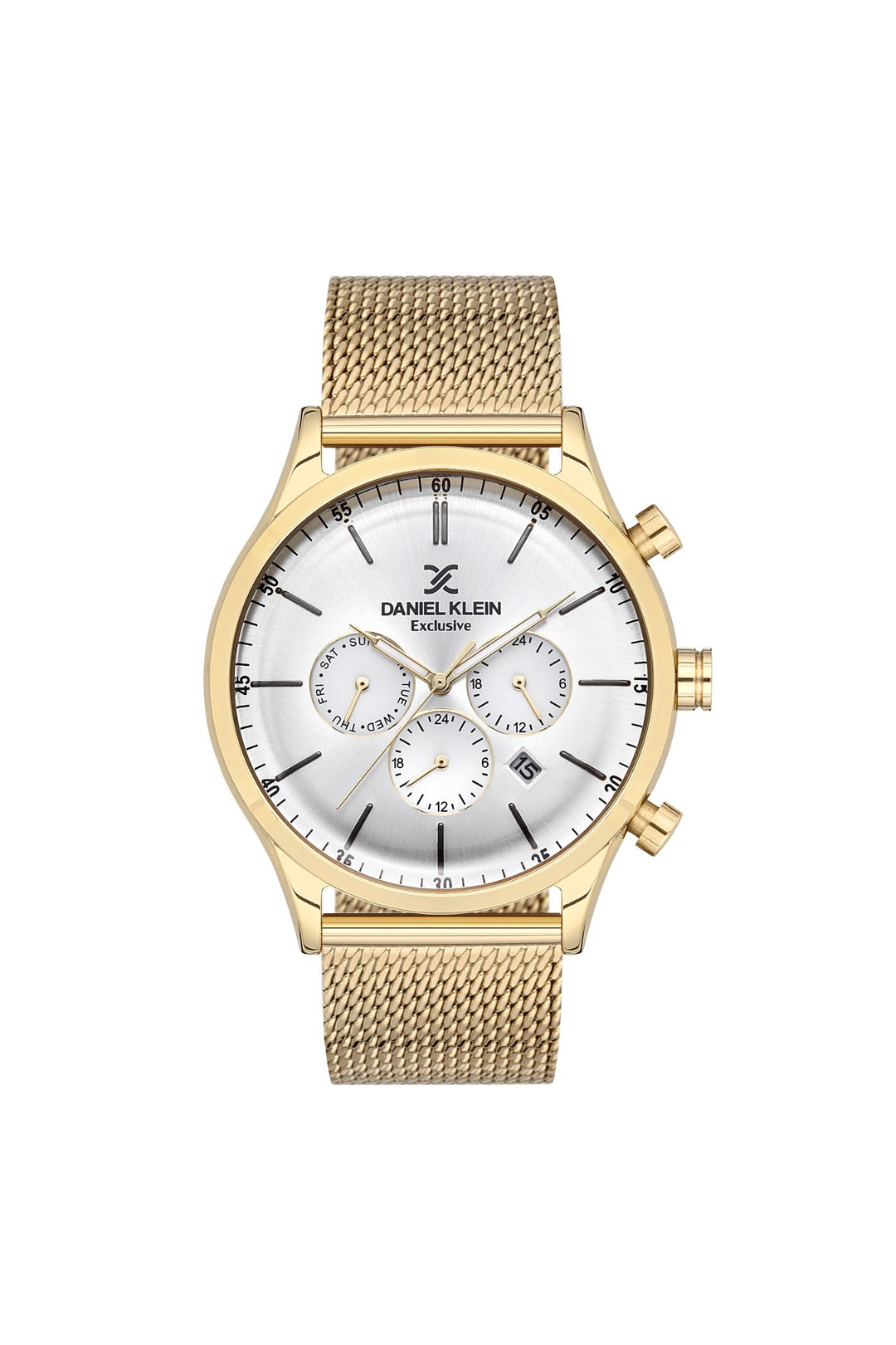 Gold Case & White Dial 3 Hand Analogue Watch - Gold