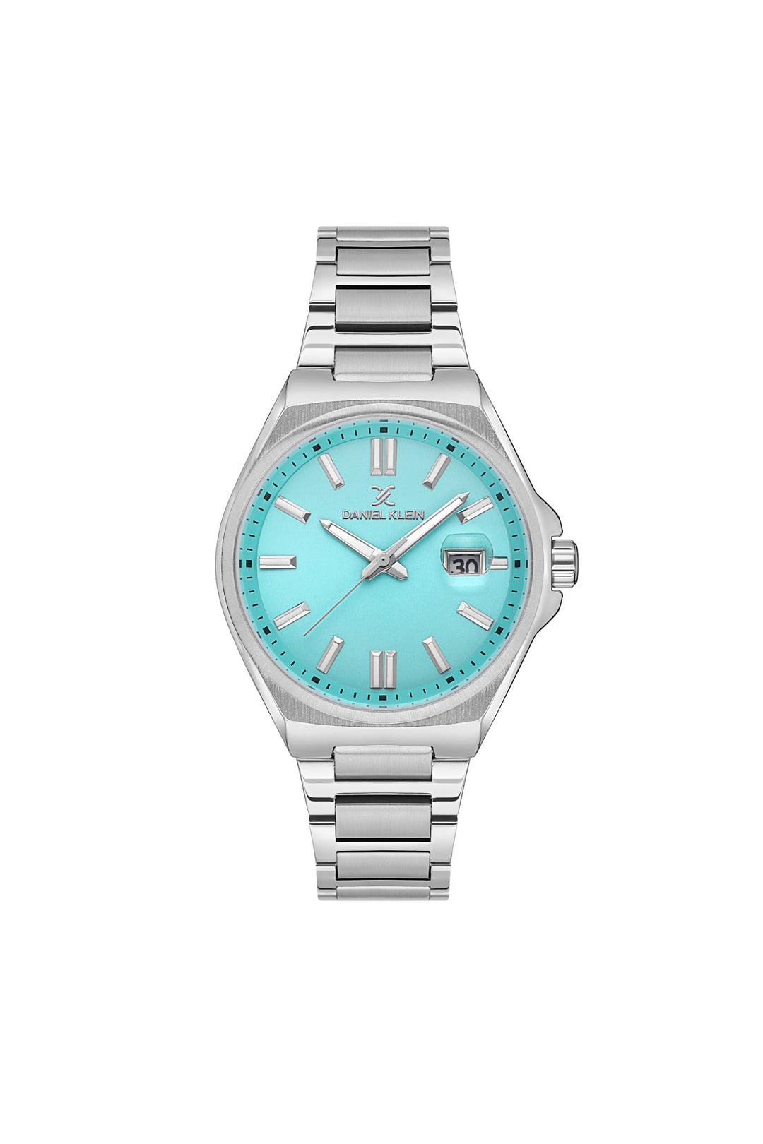 Silver Case & Blue Dial Watch With Stainless Steel Bracelet - Silver