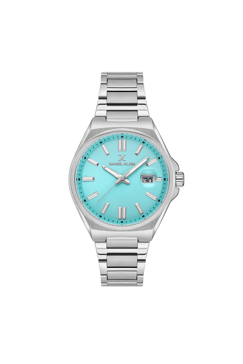 Silver Case & Blue Dial Watch With Stainless Steel Bracelet - Silver