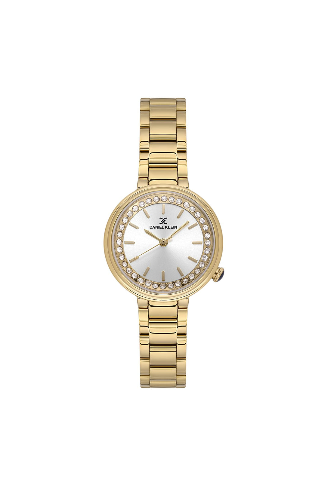 Gold Case & Silver Dial Bracelet Watch - Gold