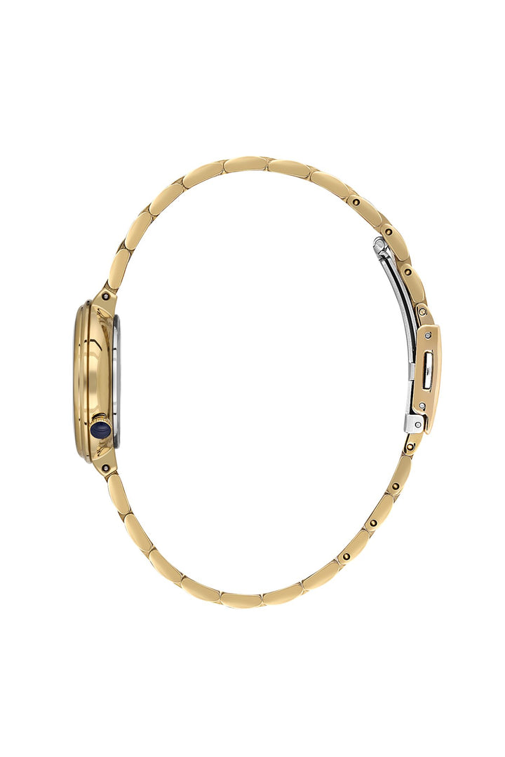 Gold Case & Silver Dial Bracelet Watch - Gold