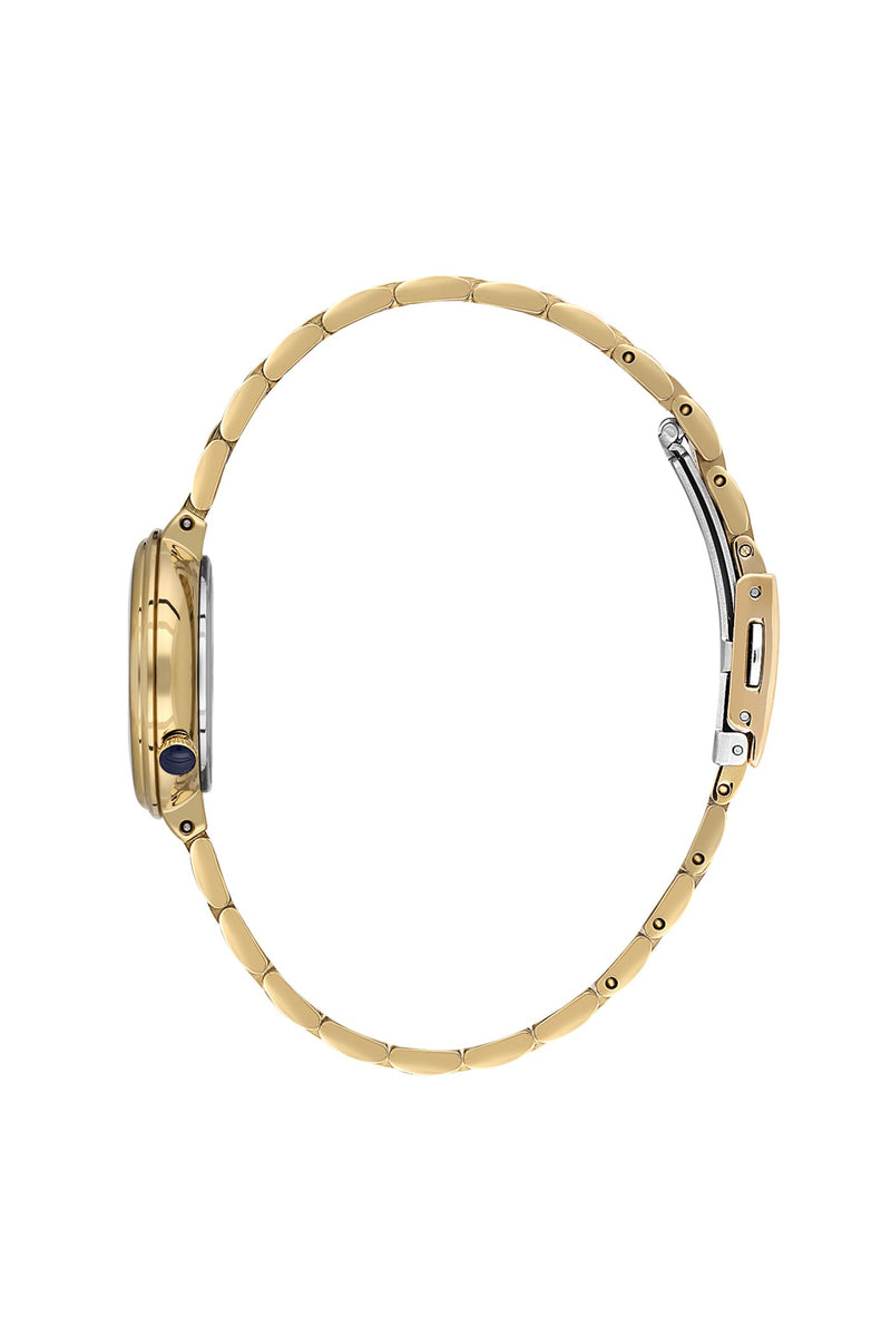 Gold Case & Silver Dial Bracelet Watch - Gold