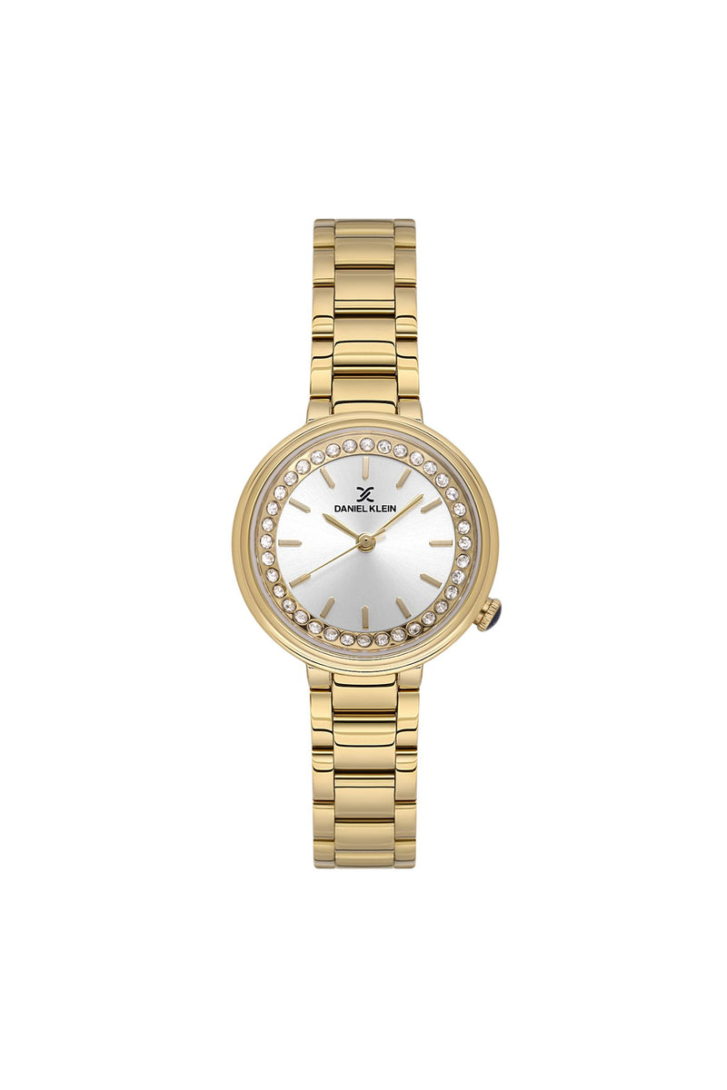 Gold Case & Silver Dial Bracelet Watch - Gold