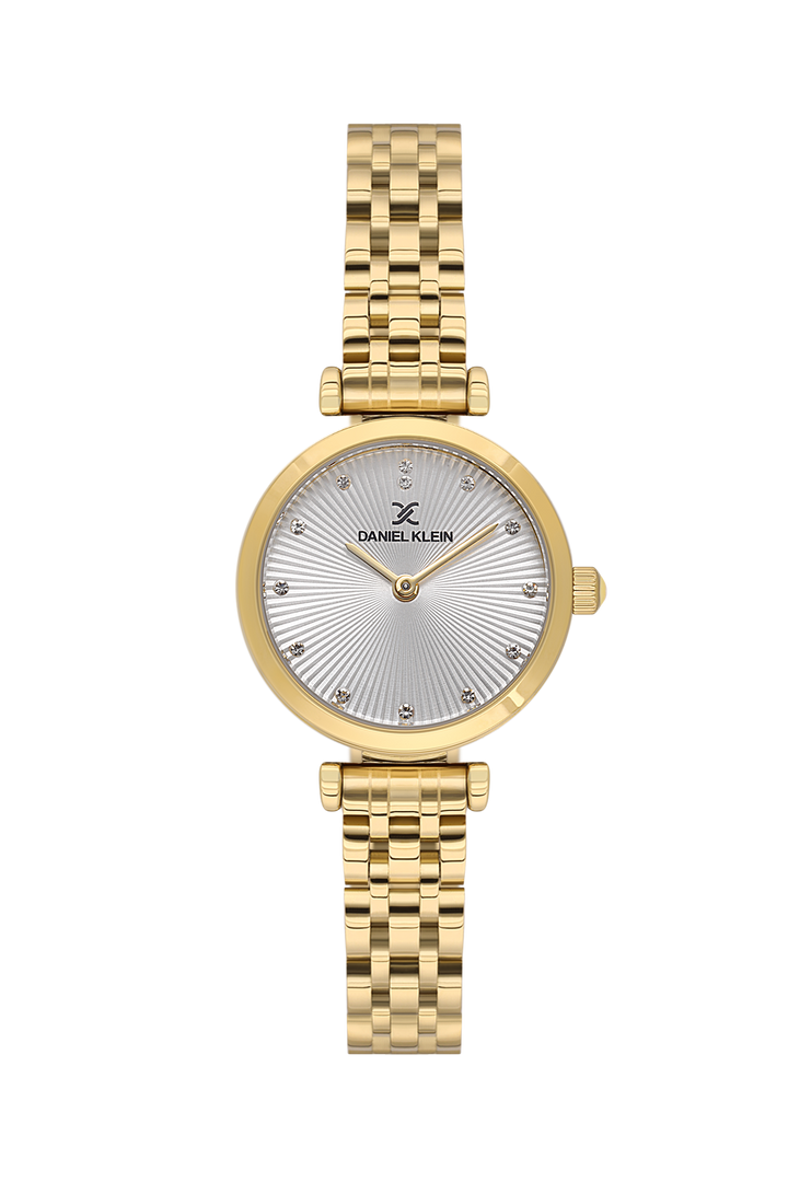 Gold Case & Silver Dial Watch - Gold