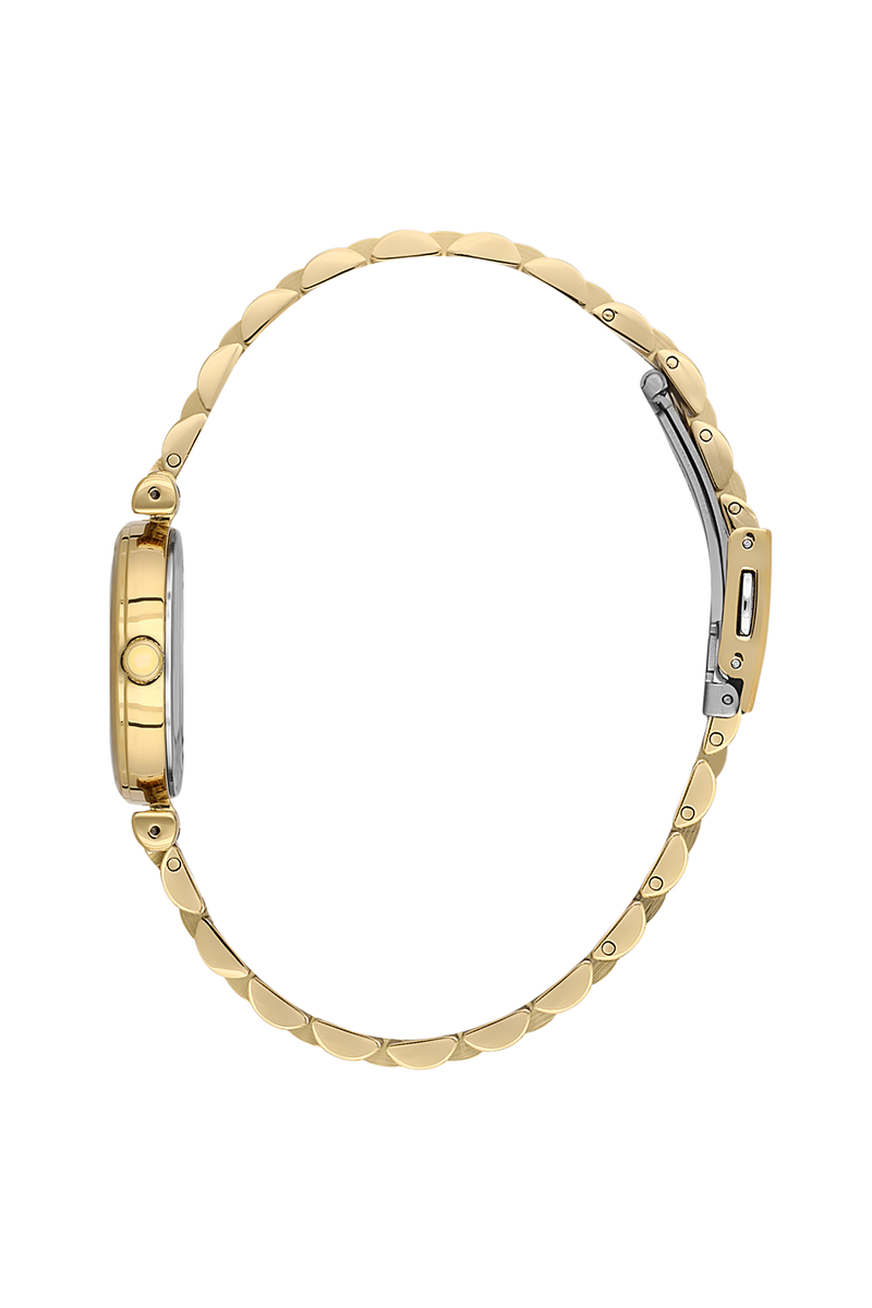 Gold Case & Silver Dial Watch - Gold
