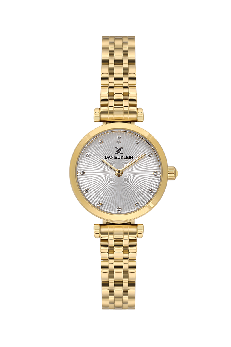 Gold Case & Silver Dial Watch - Gold