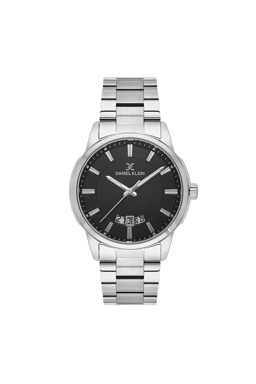 Stainless Steel Case Black Dial Bracelet Watch - Silver