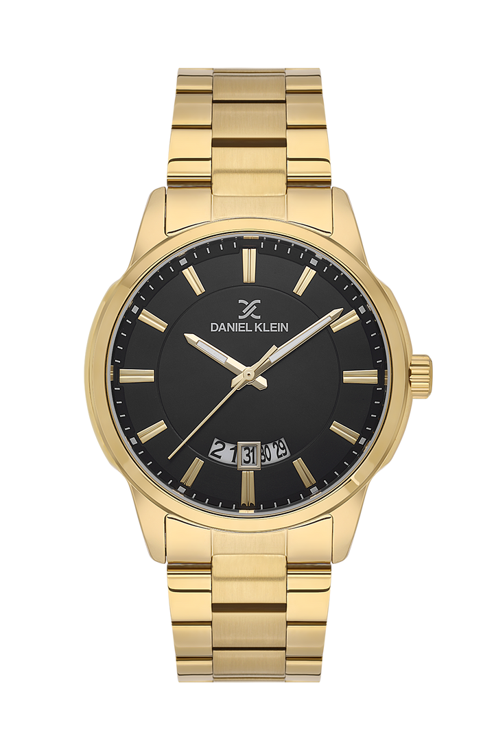 Gold Case & Black Dial Watch - Gold