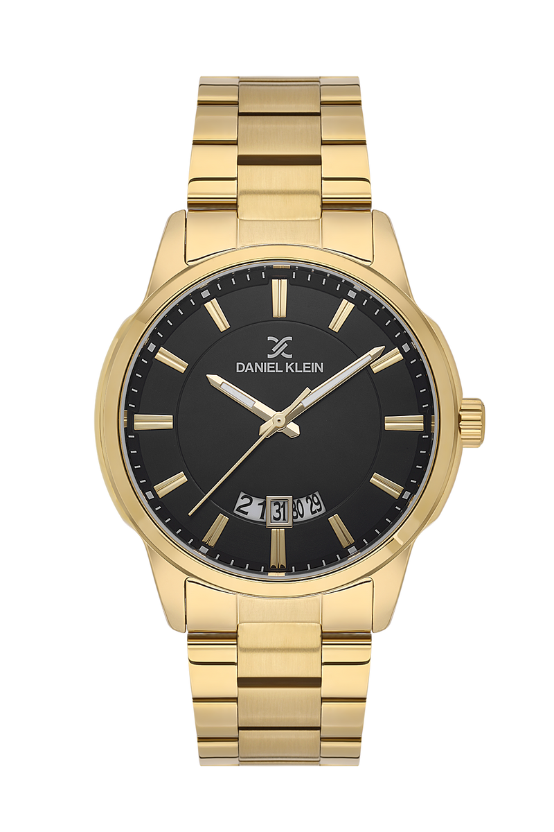 Gold Case & Black Dial Watch - Gold