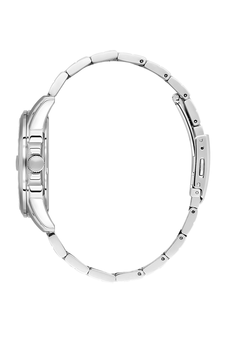 Stainless Steel Case & Black Dial Watch With Stainless Steel Bracelet - Silver