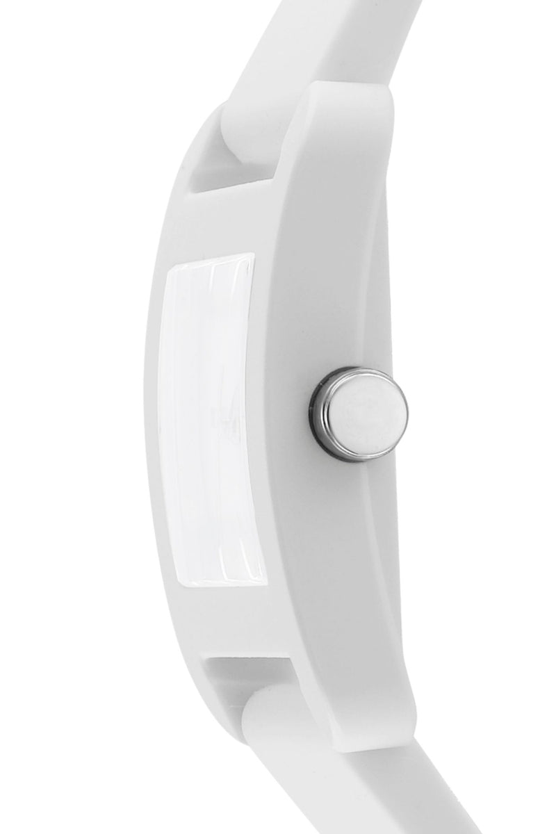 Iconic Square Case & White Dial Watch With Silicone Strap - White