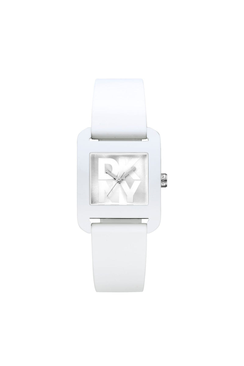Iconic Square Case & White Dial Watch With Silicone Strap - White