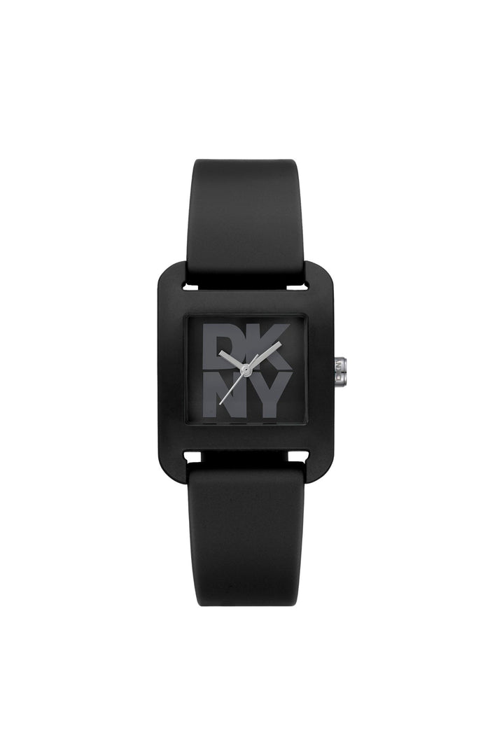 Iconic Square Case & Black Dial Watch With Silicone Strap - Black