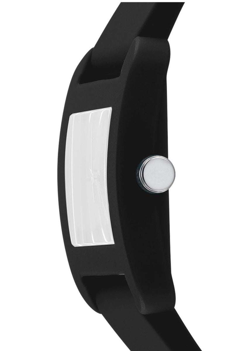 Iconic Square Case & Black Dial Watch With Silicone Strap - Black