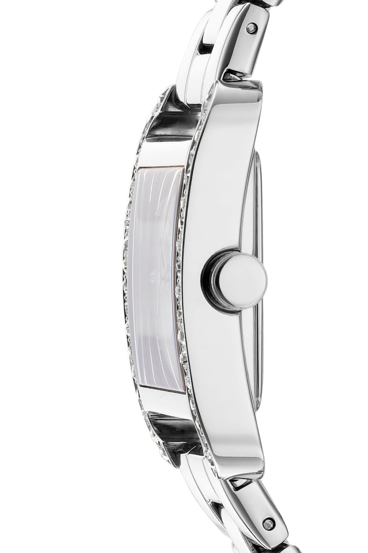 Iconic Square Stainless Steel Stones Case & Dial With Stainless Steel Bracelet - Silver