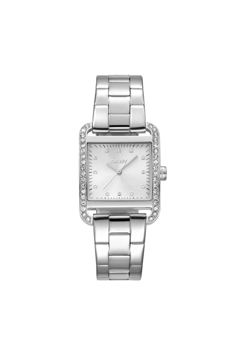 Iconic Square Stainless Steel Stones Case & Dial With Stainless Steel Bracelet - Silver