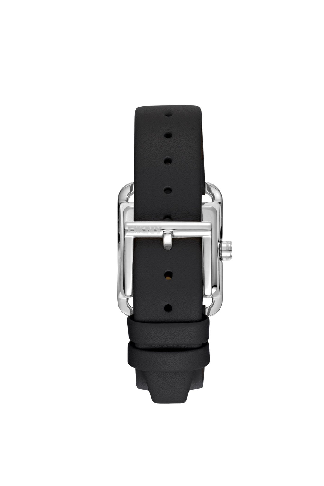 Iconic Square Stainless Steel Case & Dial Watch With Black Leather Strap - Black