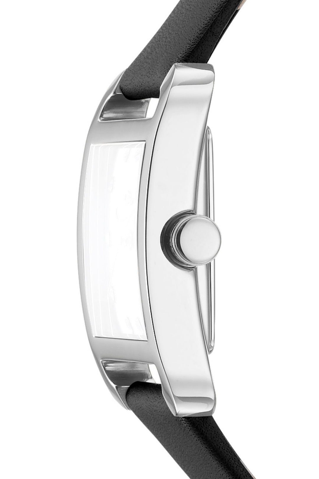 Iconic Square Stainless Steel Case & Dial Watch With Black Leather Strap - Black