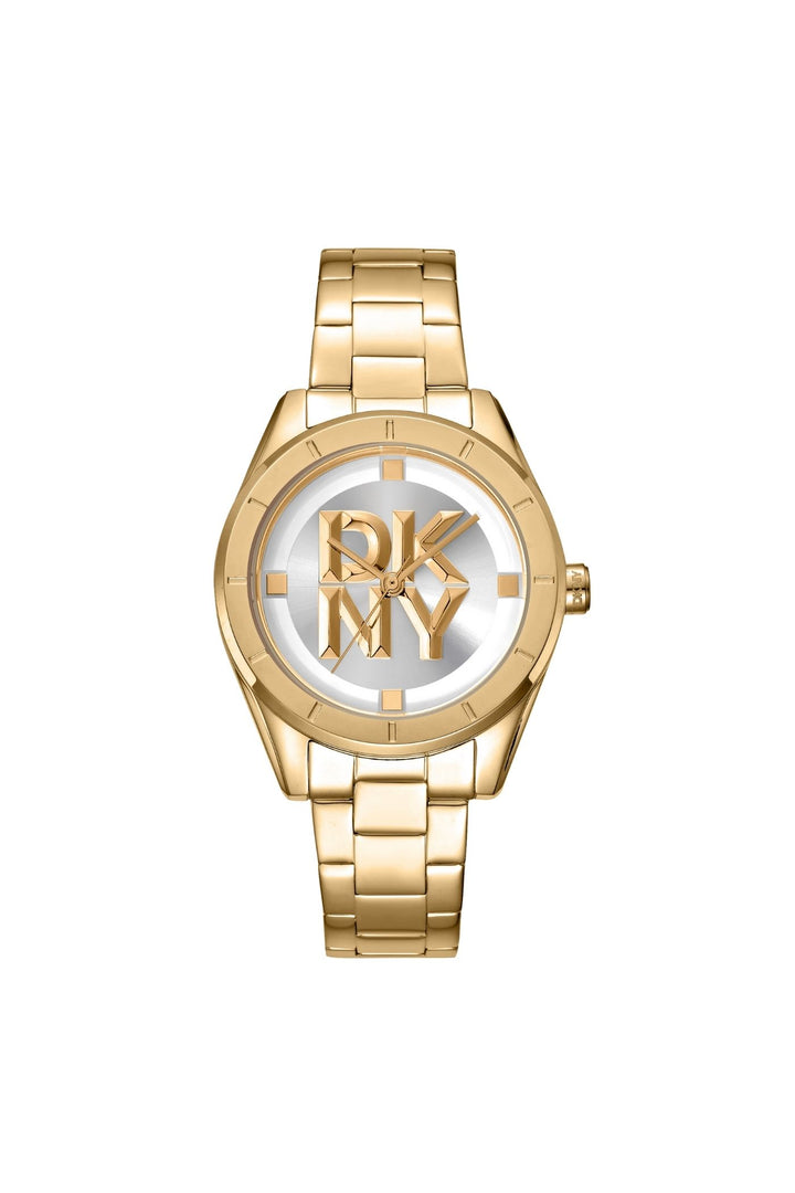 Logo Gold Case & Silver White Dial With Gold Bracelet - Gold