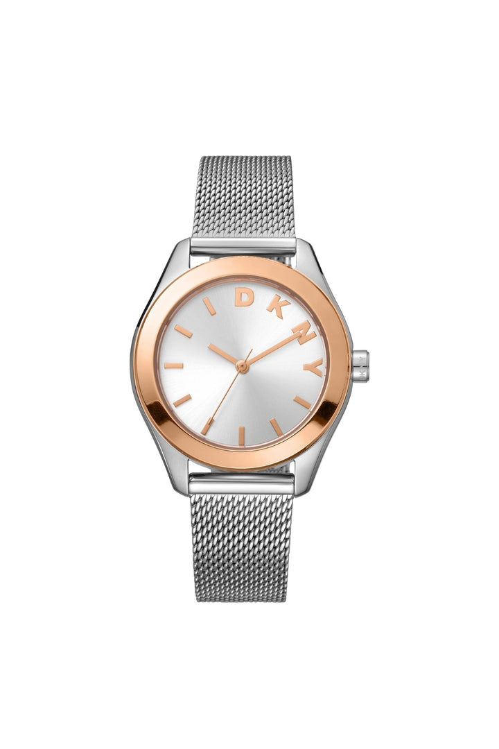 Everyday Rose Gold Case & Silver Dial Watch With Stainless Steel Mesh Bracelet - Silver