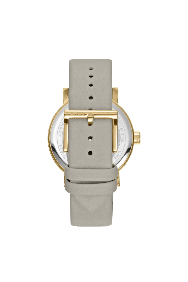 Urban Gold Case & Silver Dial Watch With Grey Leather Strap - Grey